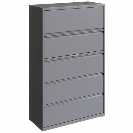 HIRSH INDUSTRIES Hirsh 23751 HL10000 Series Arctic Silver Five-Drawer Lateral File Cabinet-Roll-Out Storage Shelf 42023751